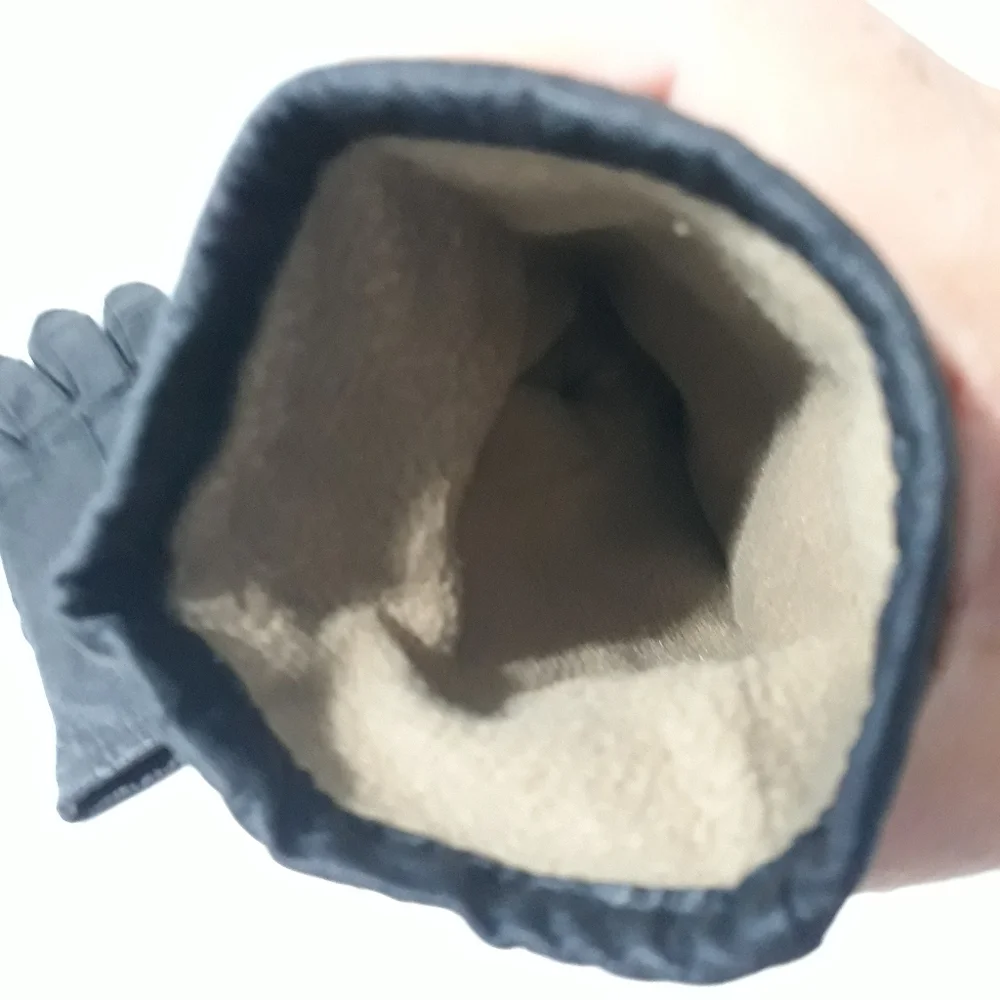 Vintage Genuine Leather Black Gloves Women's